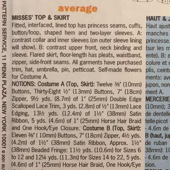 Victorian Era Style Costume Dress Pattern Unused - Picture 8 of 16